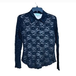 Harlow Black Lace Button Blouse Size Med